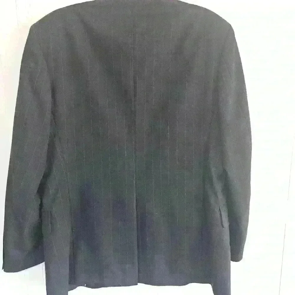 Sterling and Hunt Luxe Dark Navy Pinstripe 100% Wool Blazer Sz 42R EUC